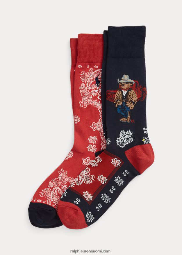 Ralph Lauren miehet poolokarhu housusukat 2 kpl 0Z24ZR2352 laivasto/punainen