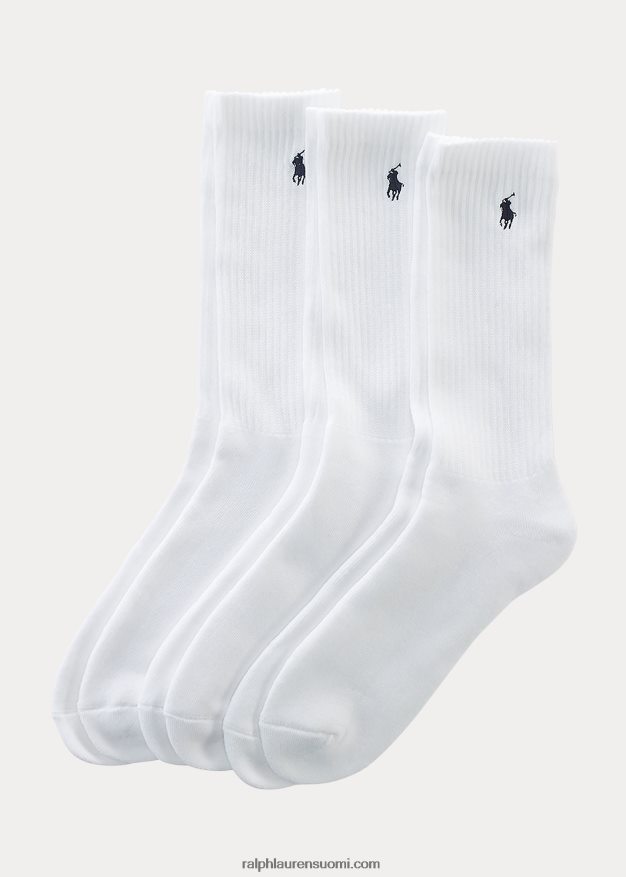 Ralph Lauren miehet puuvillasekoitettu crew-sukka 3 kpl 0Z24ZR8797 valkoinen