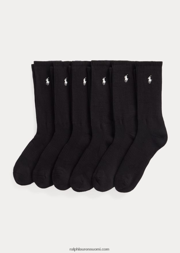 Ralph Lauren miehet puuvillasekoitettu crew-sukka 6 kpl 0Z24ZR2536 musta