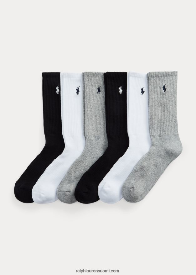 Ralph Lauren miehet puuvillasekoitettu crew-sukka 6 kpl 0Z24ZR2537 harmaa lajitelma