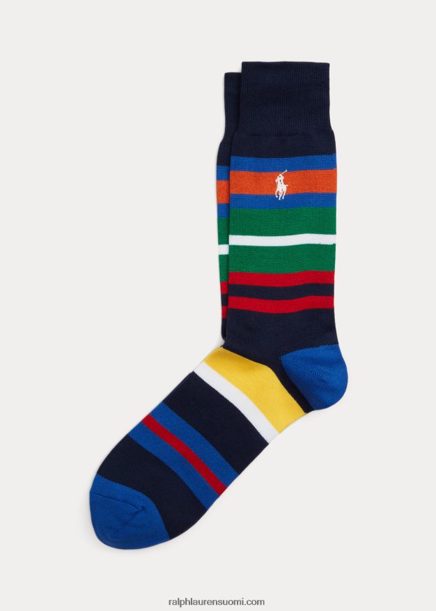 Ralph Lauren miehet raidalliset puuvillasekoiteiset housusukat 0Z24ZR2370 laivasto