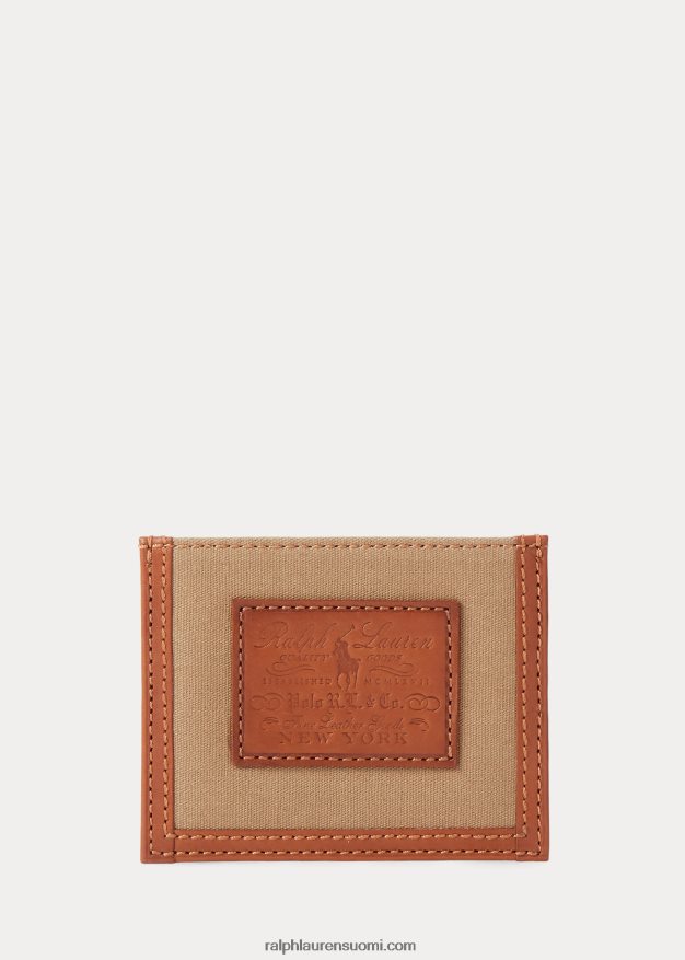 Ralph Lauren miehet Heritage canvas & nahkainen korttikotelo 0Z24ZR2562 montana khaki