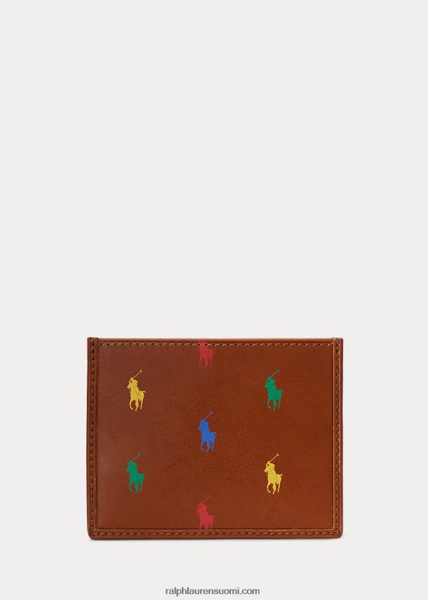 Ralph Lauren miehet allover pony nahkainen korttikotelo 0Z24ZR2771 rusketus