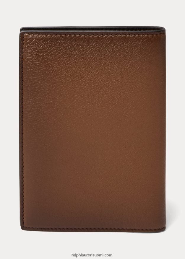 Ralph Lauren miehet kiillotettu vasikannahkainen passikotelo 0Z24ZR9002 kastanja
