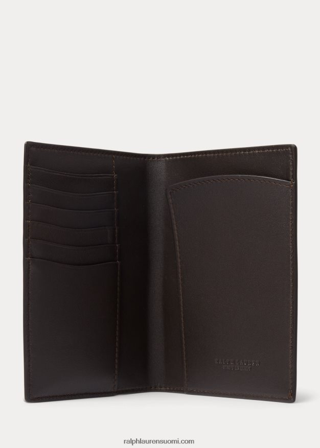 Ralph Lauren miehet kiillotettu vasikannahkainen passikotelo 0Z24ZR9002 kastanja