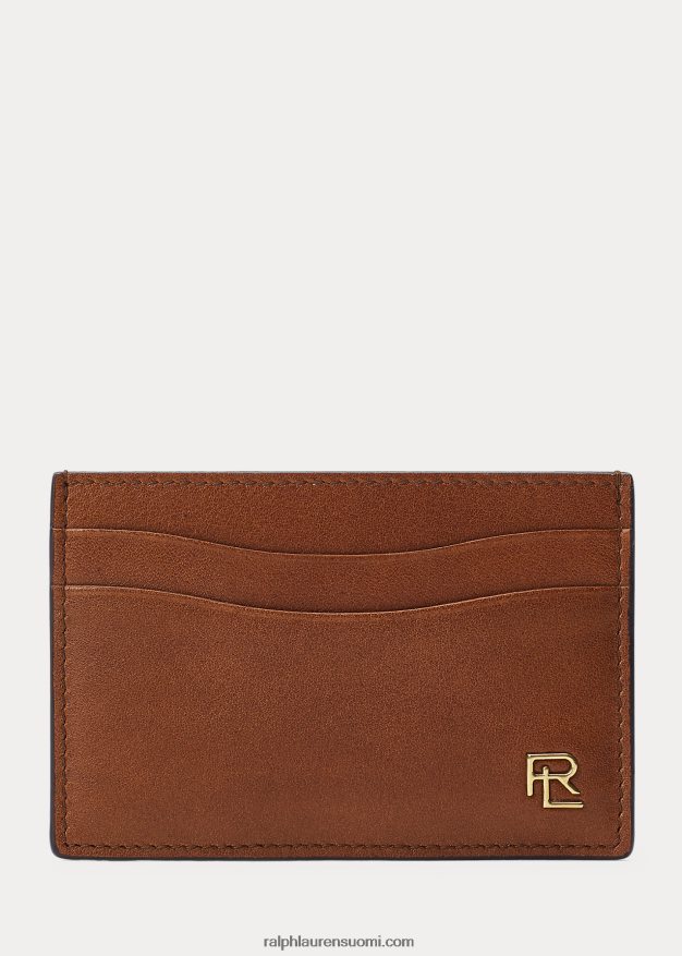 Ralph Lauren miehet metallilevyinen nahkainen korttikotelo 0Z24ZR9031 kastanja