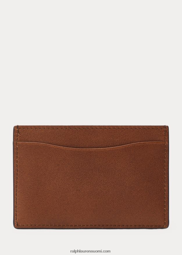 Ralph Lauren miehet metallilevyinen nahkainen korttikotelo 0Z24ZR9031 kastanja