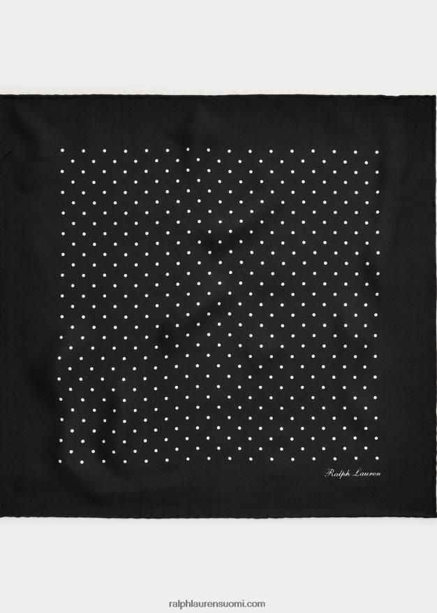 Ralph Lauren miehet pilkku silkki foulard tasku neliö 0Z24ZR2666 musta