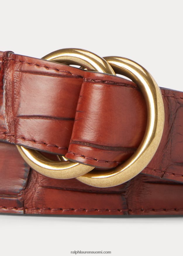 Ralph Lauren miehet O-rengas alligaattorivyö 0Z24ZR8994 konjakki