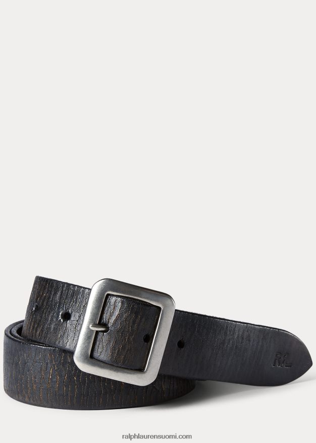 Ralph Lauren miehet käsin kiillotettu nahkavyö 0Z24ZR8901 vintage musta