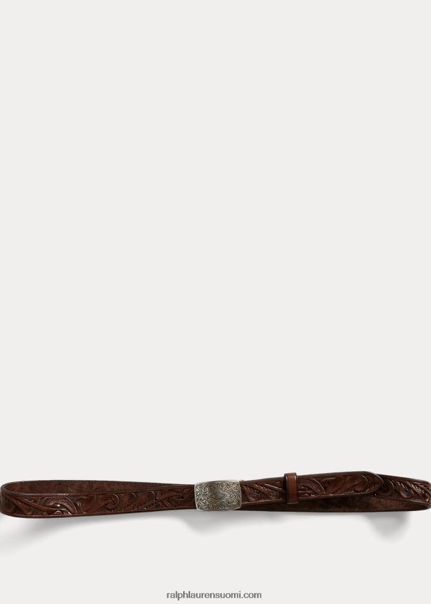 Ralph Lauren miehet käsin työstetty nahkavyö 0Z24ZR8882 ruskea