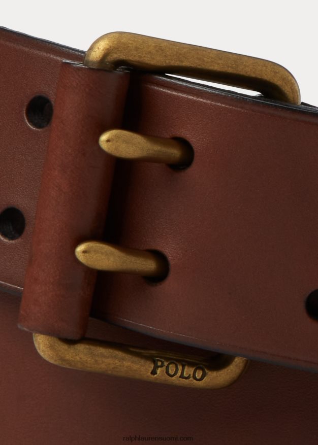 Ralph Lauren miehet kaksipiikkinen nahkavyö 0Z24ZR8761 tumman ruskea