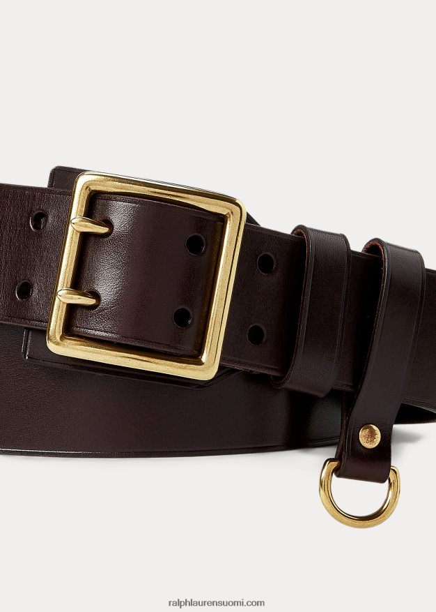 Ralph Lauren miehet kaksipiikkinen solki nahkavyö 0Z24ZR2222 tumman ruskea