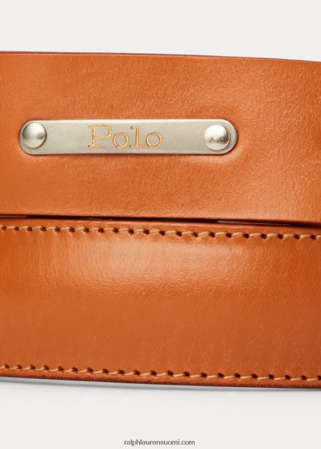 Ralph Lauren miehet messinki-solki nahkavyö 0Z24ZR2479 rusketus