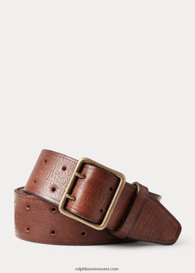 Ralph Lauren miehet nahkainen kaksipiikkinen vyö 0Z24ZR8855 vintage ruskea