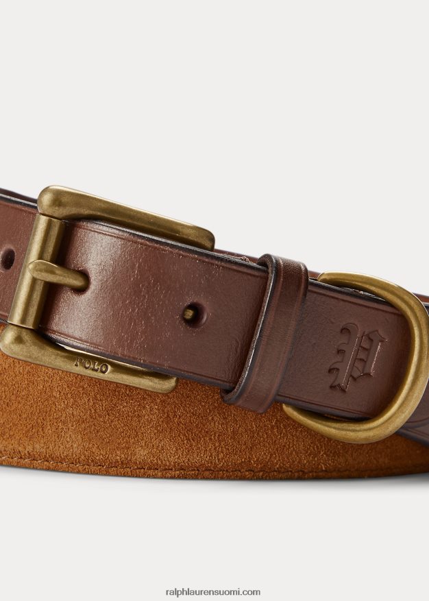 Ralph Lauren miehet nahkaverhoiltu mokkanahka vyö 0Z24ZR8767 rusketus