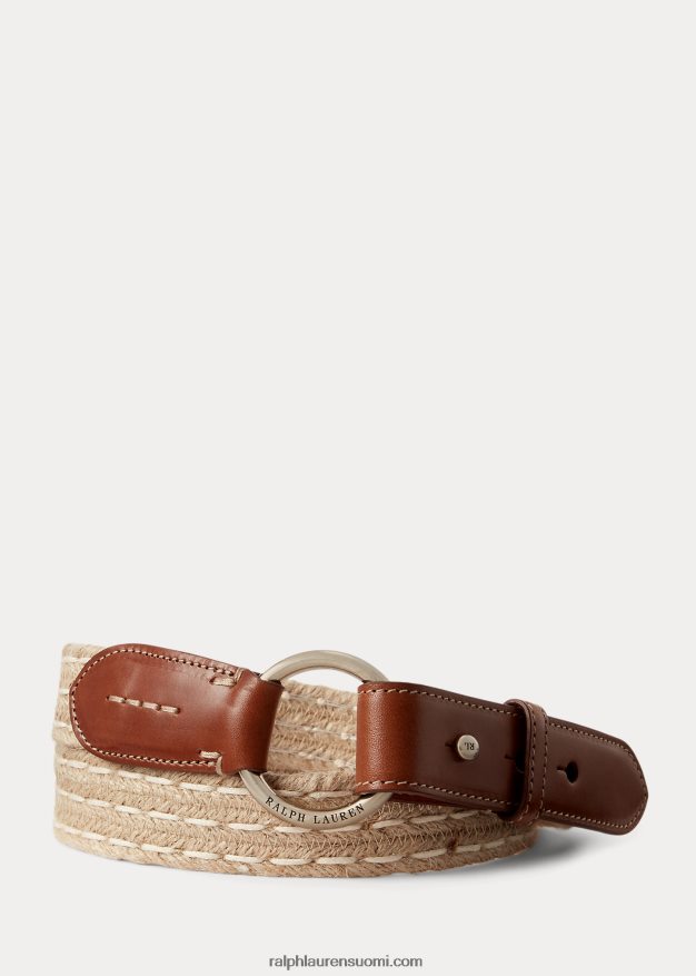 Ralph Lauren miehet nahkaverhoilu juuttivyö 0Z24ZR2224 luonnollinen