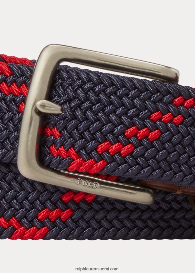 Ralph Lauren miehet nahkaverhoilu vyö 0Z24ZR2336 laivasto/punainen