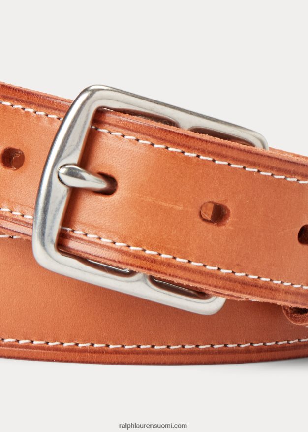 Ralph Lauren miehet päällysommeltu nahkavyö 0Z24ZR2470 ruskeanruskea