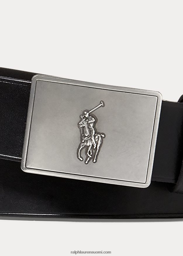 Ralph Lauren miehet ponin plakki nahkavyö 0Z24ZR2563 musta