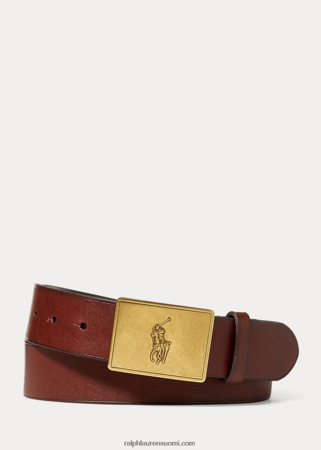 Ralph Lauren miehet ponin plakki nahkavyö 0Z24ZR2564 ruskea
