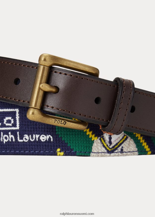 Ralph Lauren miehet poolokarhu raidallinen neulakärkivyö 0Z24ZR2405 multi