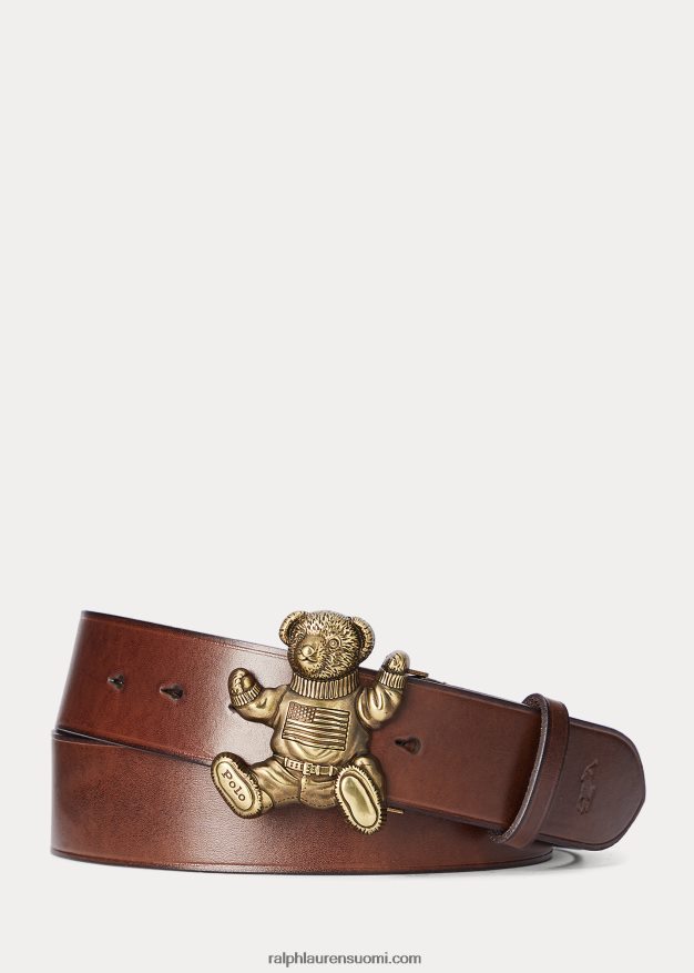 Ralph Lauren miehet poolokarhun nahkavyö 0Z24ZR2565 ruskea