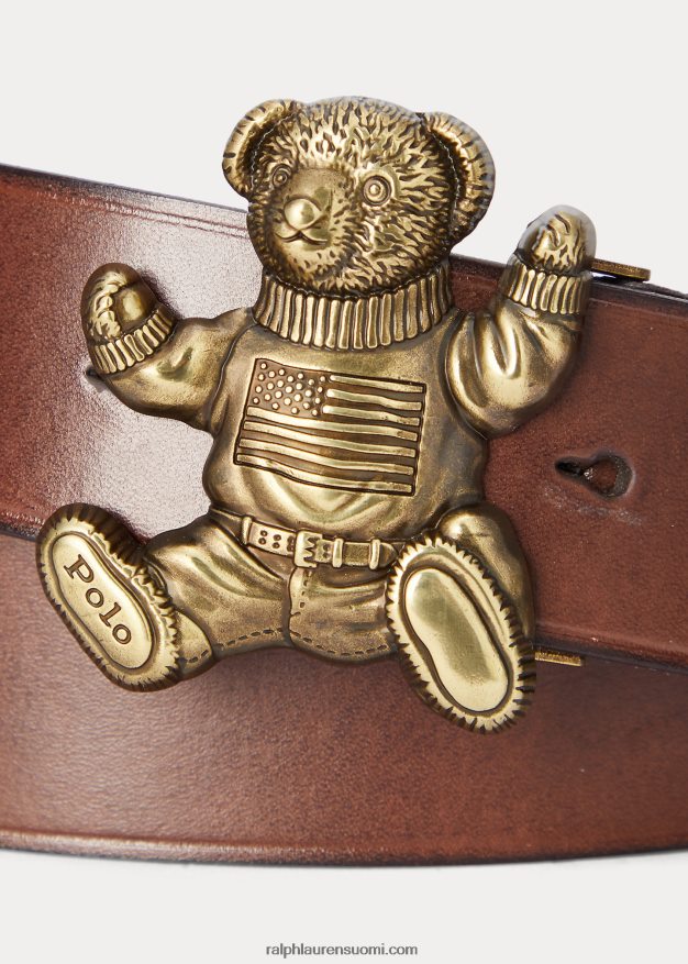 Ralph Lauren miehet poolokarhun nahkavyö 0Z24ZR2565 ruskea