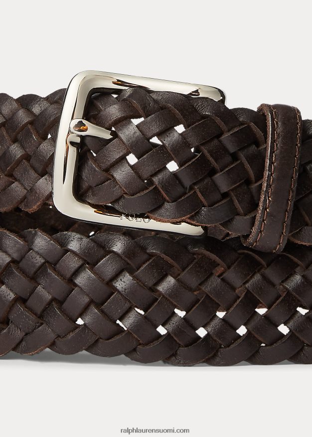 Ralph Lauren miehet punottu vachetta nahkavyö 0Z24ZR8773 tumman ruskea