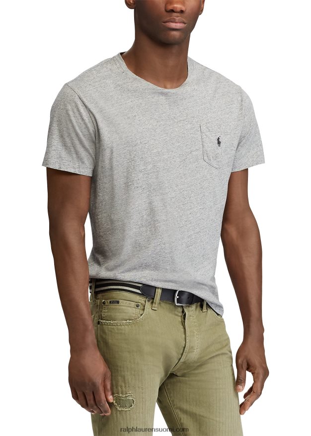 Ralph Lauren miehet raidallinen joustava vyö 0Z24ZR8819 musta/vaaleanharmaa