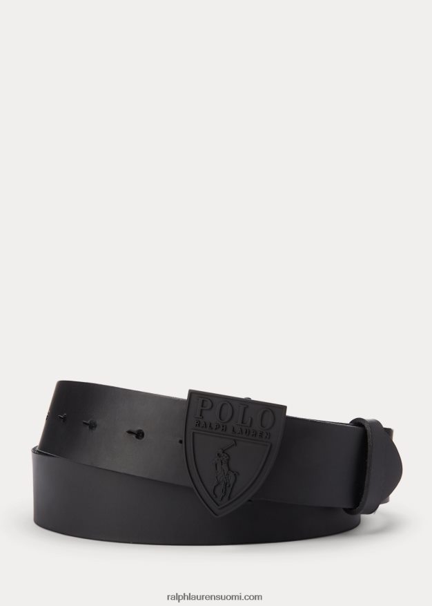 Ralph Lauren miehet shield-solki nahkavyö 0Z24ZR2573 musta
