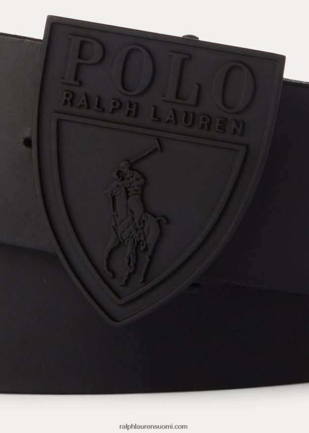 Ralph Lauren miehet shield-solki nahkavyö 0Z24ZR2573 musta