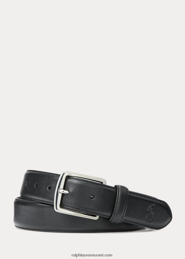 Ralph Lauren miehet täysjyvänahkainen mekkovyö 0Z24ZR2566 musta