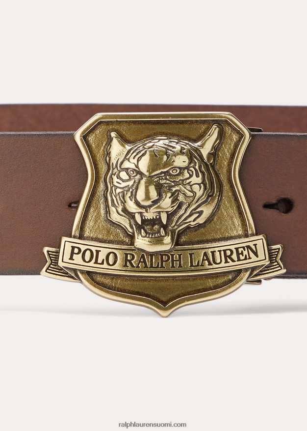 Ralph Lauren miehet tiikerisolki nahkavyö 0Z24ZR2549 ruskea