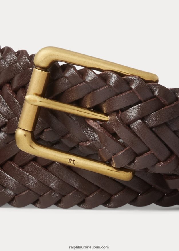 Ralph Lauren miehet urheilijan punottu nahkavyö 0Z24ZR8977 matkalaukku ruskea