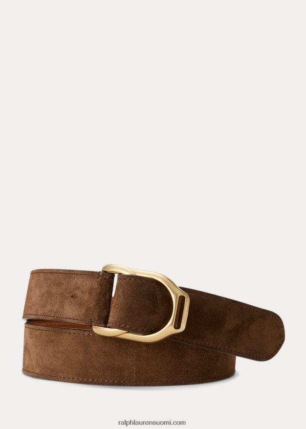 Ralph Lauren miehet welingtonin kaksoissolkeinen pohkeen mokkanahka vyö 0Z24ZR8972 chesnut