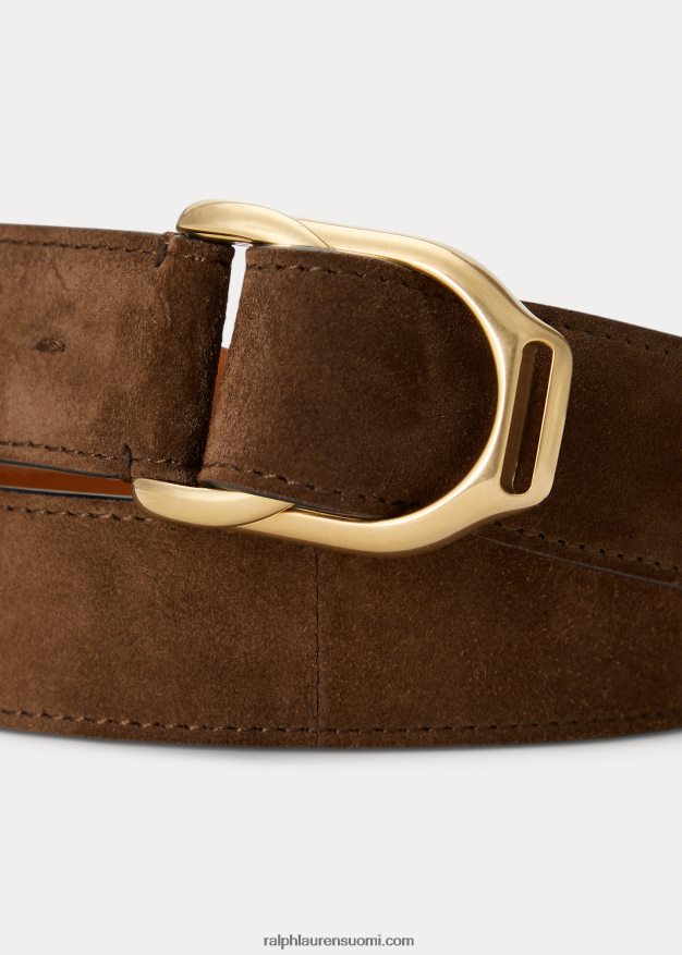 Ralph Lauren miehet welingtonin kaksoissolkeinen pohkeen mokkanahka vyö 0Z24ZR8972 chesnut