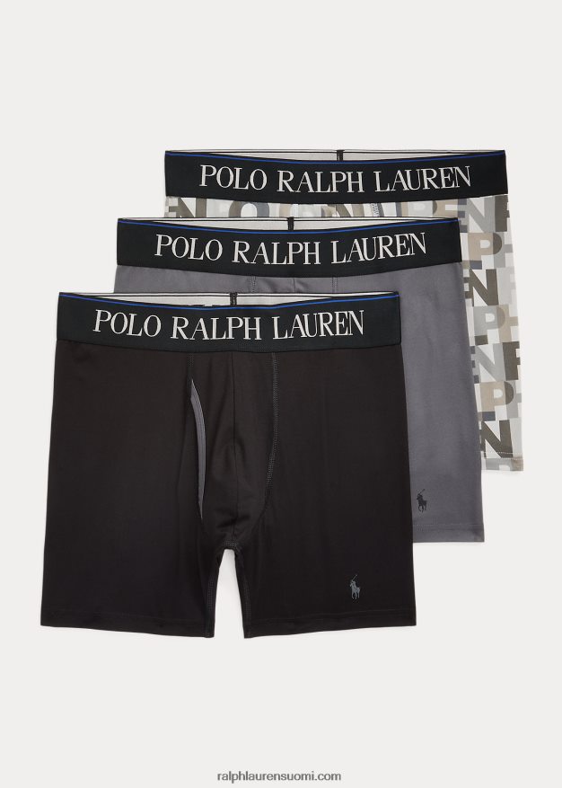 Ralph Lauren miehet 4d-flex mikrokuituliina bokserit 3 kpl 0Z24ZR364 musta/harmaa/vuoriprintti