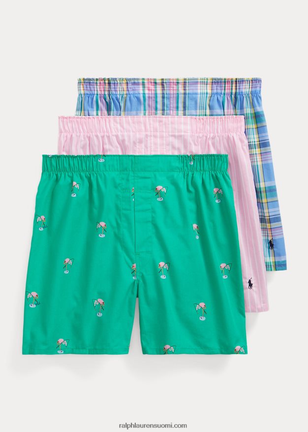Ralph Lauren miehet klassinen boxer 3-pakkaus 0Z24ZR258 flamingot/paratiisiruudukko