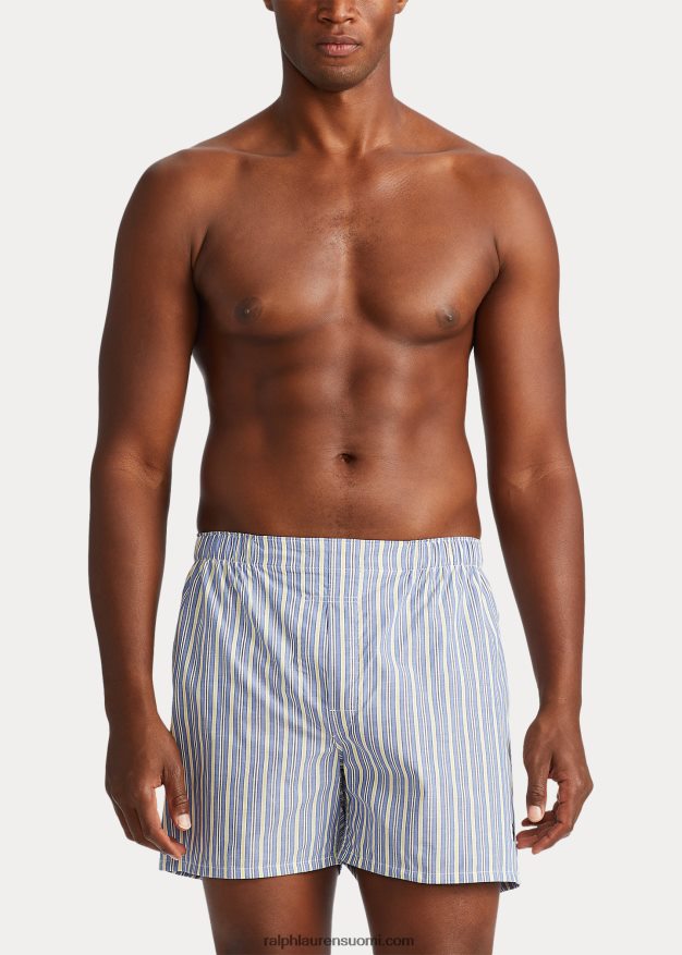 Ralph Lauren miehet klassinen kudottu puuvillaboksi, 3 kpl 0Z24ZR1442 laivasto raita/muller-ruudullinen