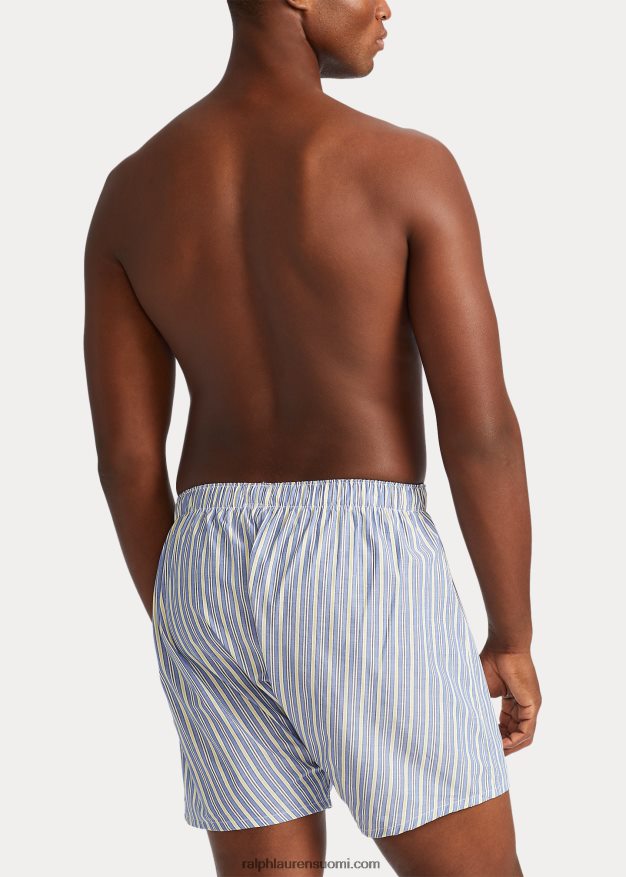 Ralph Lauren miehet klassinen kudottu puuvillaboksi, 3 kpl 0Z24ZR1442 laivasto raita/muller-ruudullinen