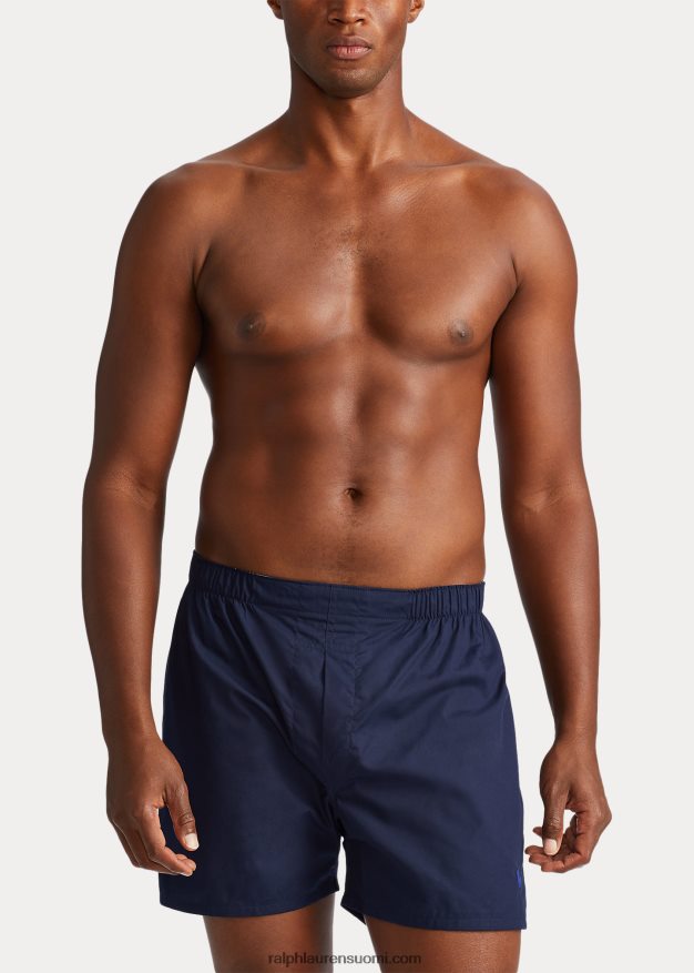 Ralph Lauren miehet klassinen kudottu puuvillaboksi, 3 kpl 0Z24ZR1442 laivasto raita/muller-ruudullinen