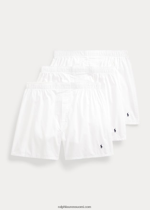 Ralph Lauren miehet klassinen kudottu puuvillaboksi, 3 kpl 0Z24ZR8545 valkoinen