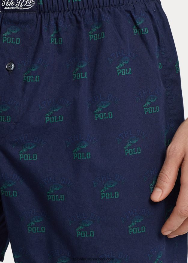 Ralph Lauren miehet logoprintti puuvillaboksi 0Z24ZR351 laivasto printti