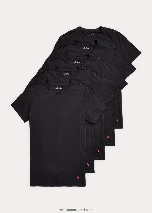 Ralph Lauren miehet ohut puuvillainen crewneck aluspaita 5 kpl 0Z24ZR8548 musta