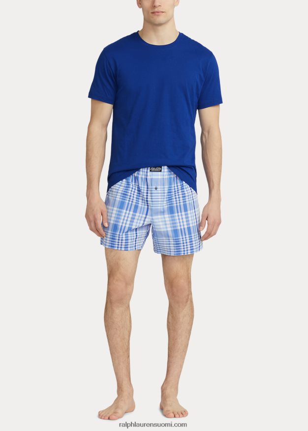 Ralph Lauren miehet puuvillainen crewneck & ruudullinen boxer setti 0Z24ZR874 ruudullinen laivasto/heritage royal