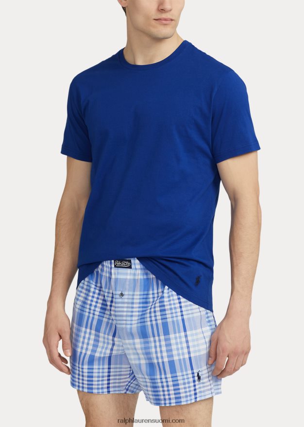 Ralph Lauren miehet puuvillainen crewneck & ruudullinen boxer setti 0Z24ZR874 ruudullinen laivasto/heritage royal