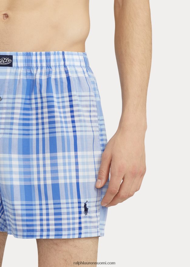 Ralph Lauren miehet puuvillainen crewneck & ruudullinen boxer setti 0Z24ZR874 ruudullinen laivasto/heritage royal