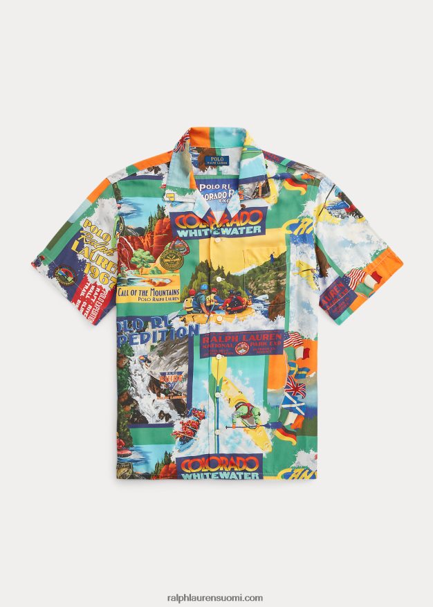 Ralph Lauren miehet Klassinen kajakkikuvioinen leiripaita 0Z24ZR714 kajakkiretkikunta