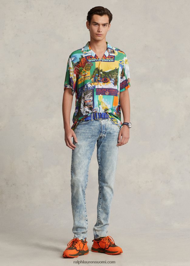 Ralph Lauren miehet Klassinen kajakkikuvioinen leiripaita 0Z24ZR714 kajakkiretkikunta